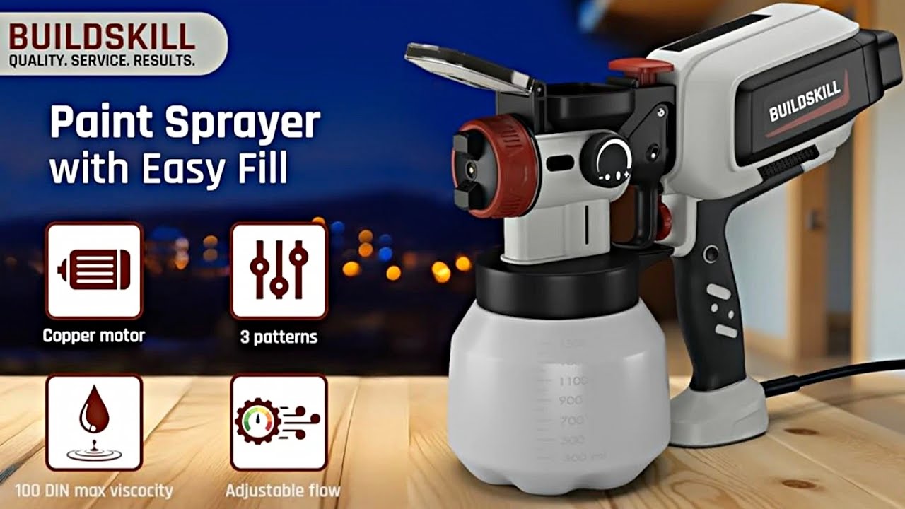 BUILDSKILL Easy Refill Paint Sprayer | 1500ML Large Tank | 600W Copper Motor with 32000RPM Speed 