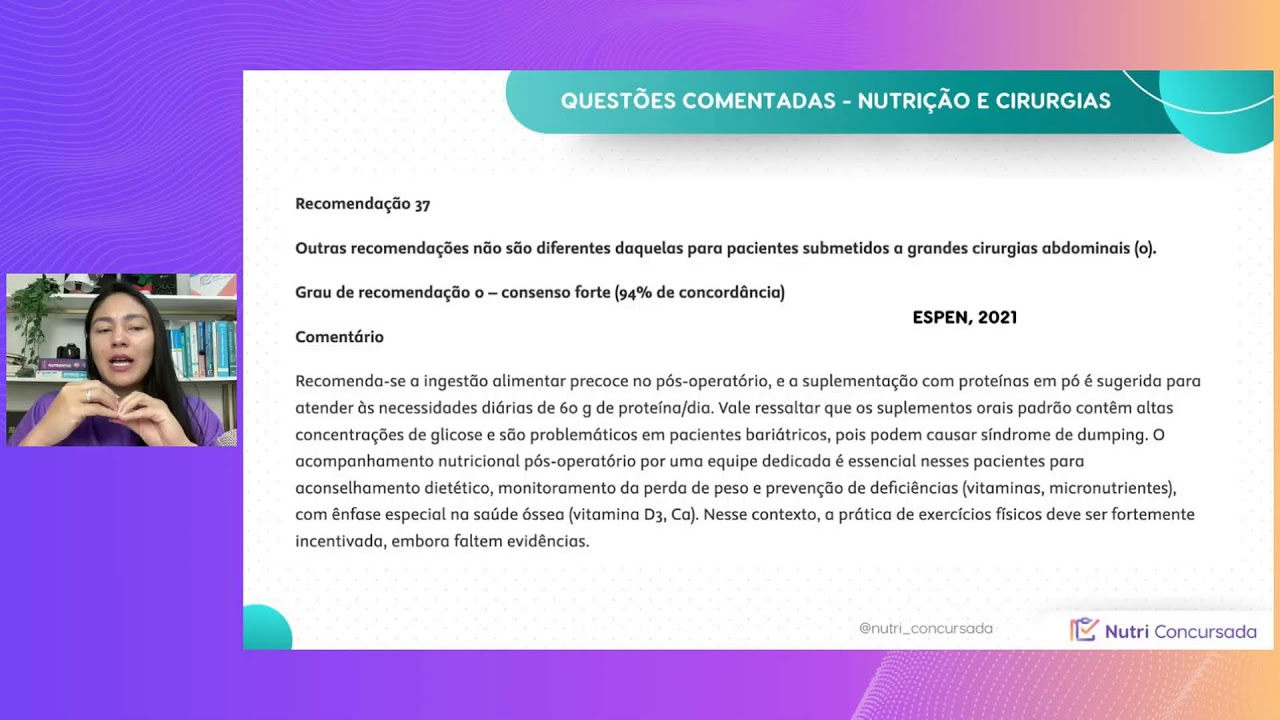 #TREINANUTRI QUESTÕES COMENTADAS 13/2025: Nutrição e cirurgias