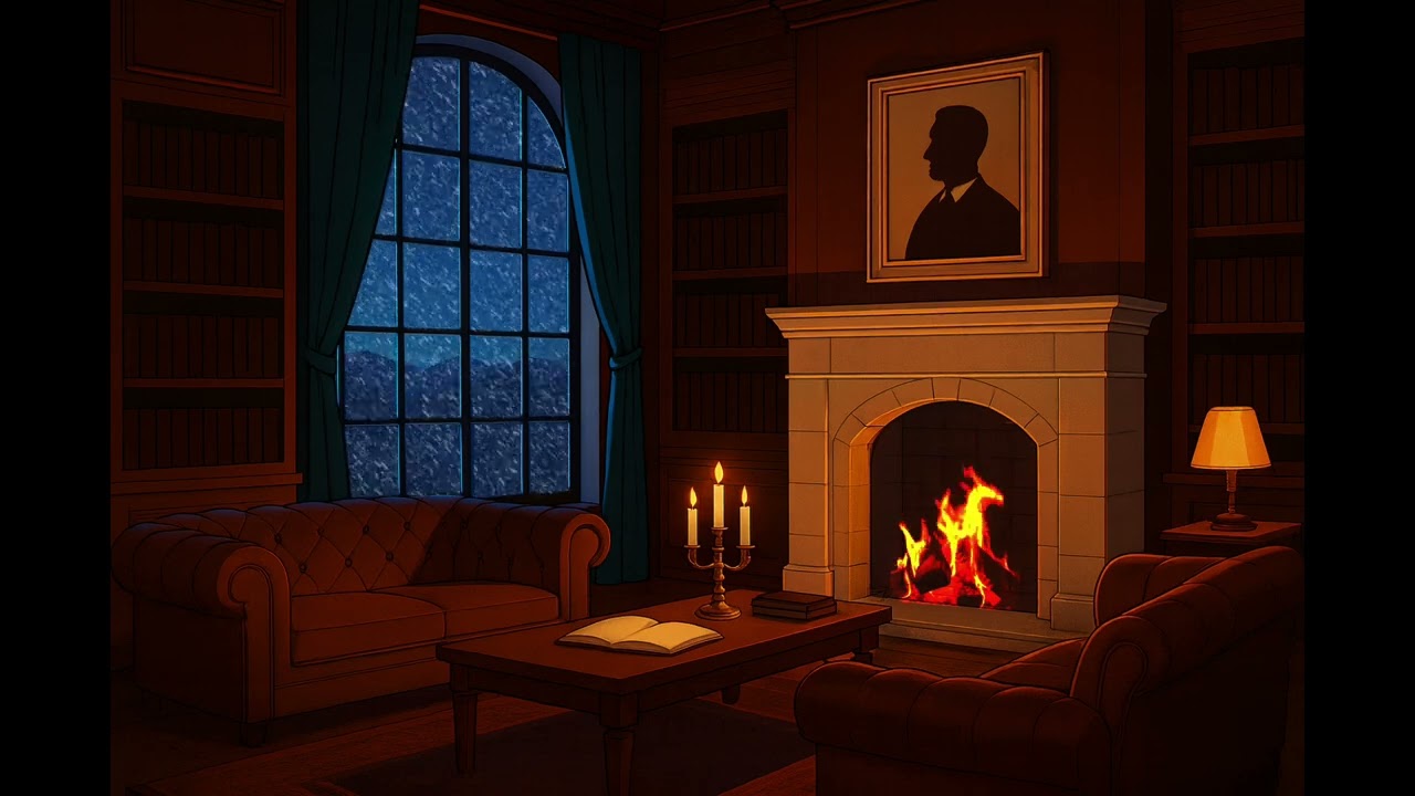 Sitting in Wayne Manor study📖 - Snowing and fire crackling🔥🪵 + Christmas music - Batman ambience🎵🎄