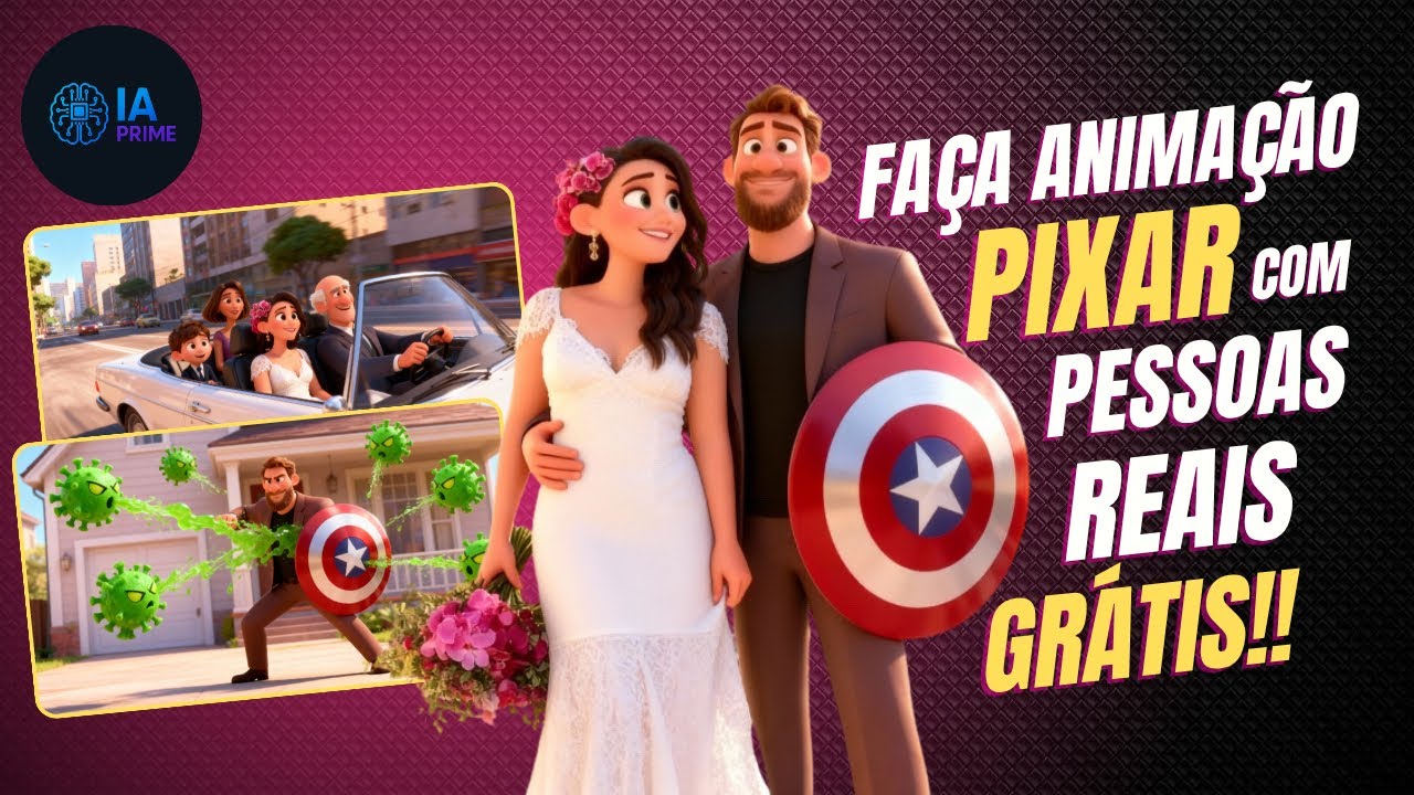 Faça ANIMAÇÕES PIXAR com PESSOAS REAIS usando IA GRÁTIS! 