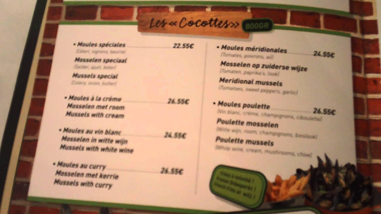 Chez Leon Menu Brussels