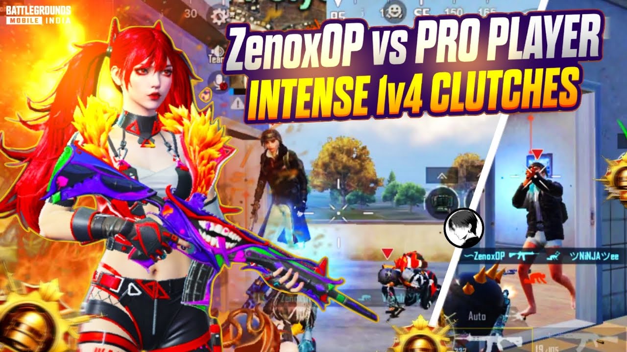 ZenoxOP vs PRO PLAYE🔥 INTENSE Iv4 CLUTCHES 🔱🔥 #intense1v4clutches#1v4clutches##proplayer