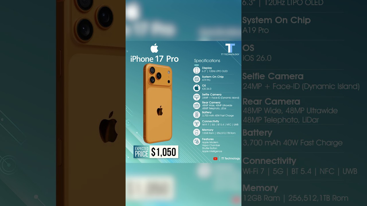 iPhone 17 Pro Expected Specs & Price #iphone17pro #iphone17 #apple