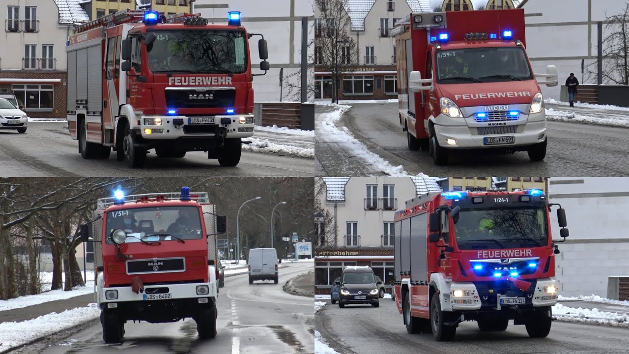 (VU-Klemm) Einsatzfahrten der FF Lübben und FF Steinkirchen zum Verkehrsunfall