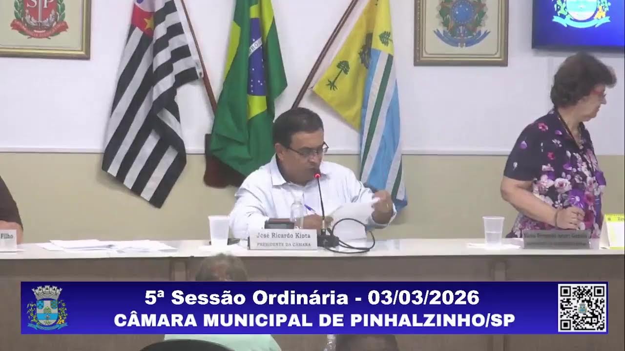 5ª Sessão Ordinária da Câmara Municipal de Pinhalzinho/SP – 03/03/2026
