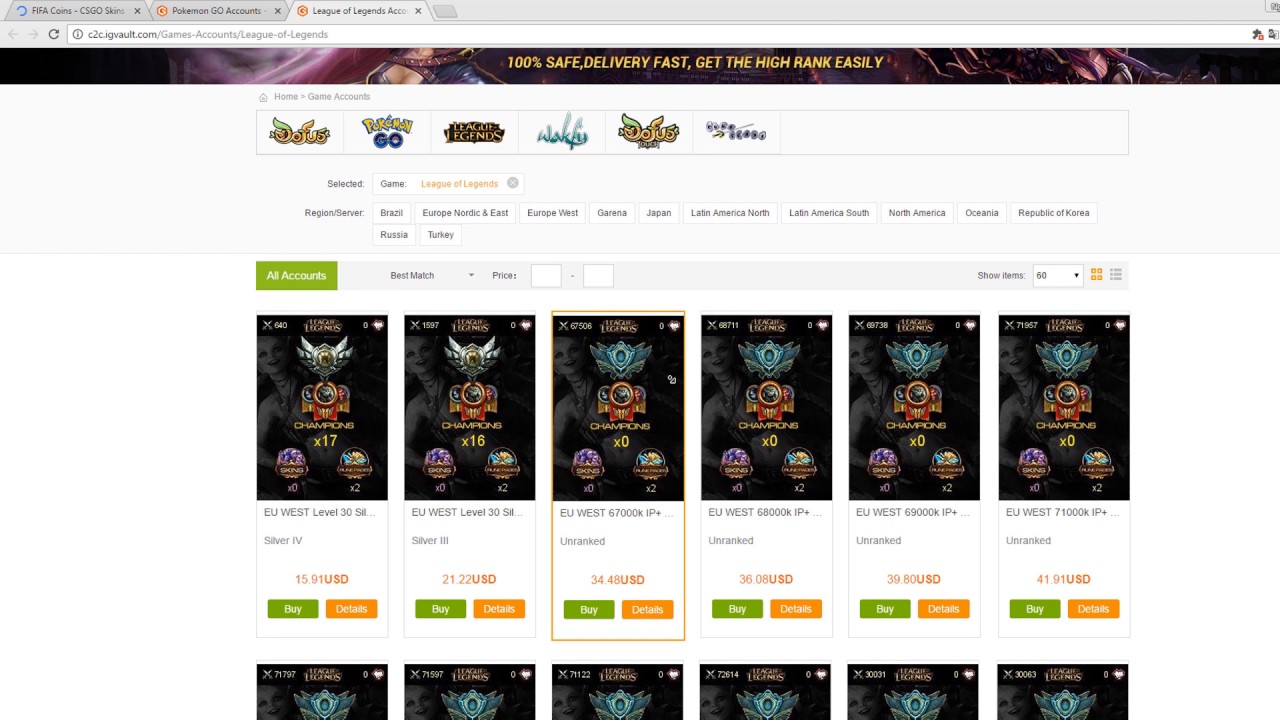Lol Accounts Marketplace from IGVault