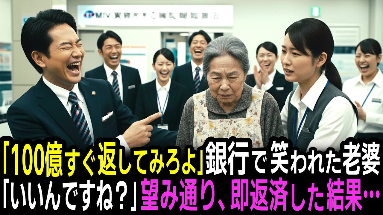 「なぁゴミ企業さんよ、今すぐ100億返してみろよ！」銀行員に見下されたボロボロのエプロンを着たおばあさん。すると、「確認ですが、それで本当にいいんですね？」と即日返済した結果…