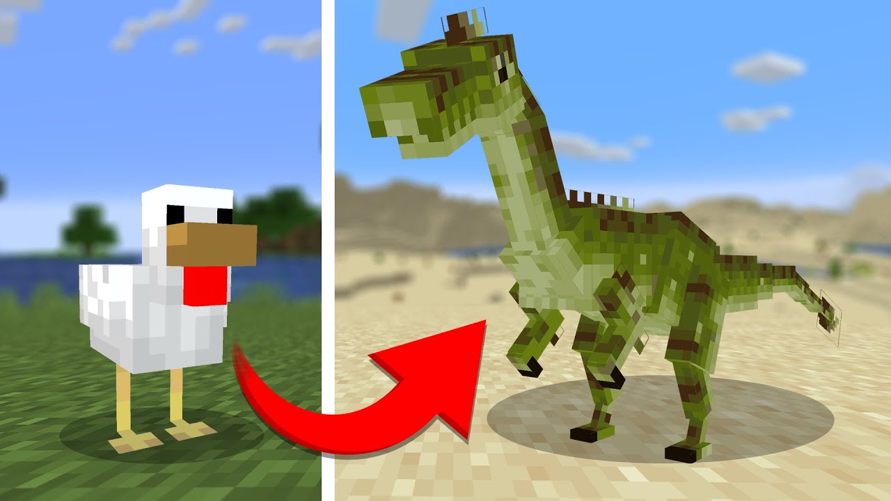 Я переделал всех мобов в динозавров в Minecraft.