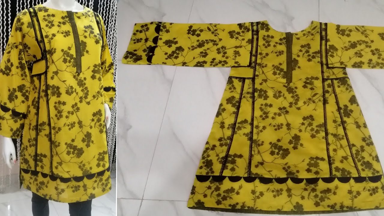 Square sleeves panel kurta with laces 
