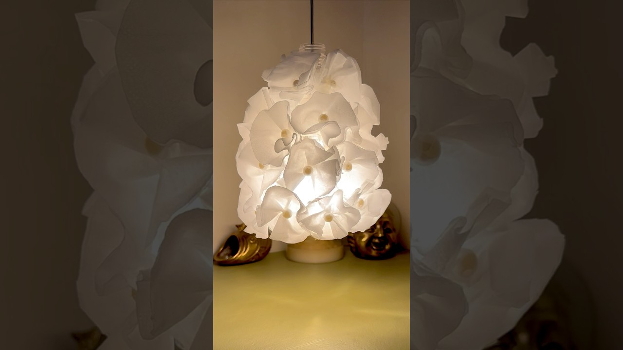 DIY flower pendant lamp🤍💡