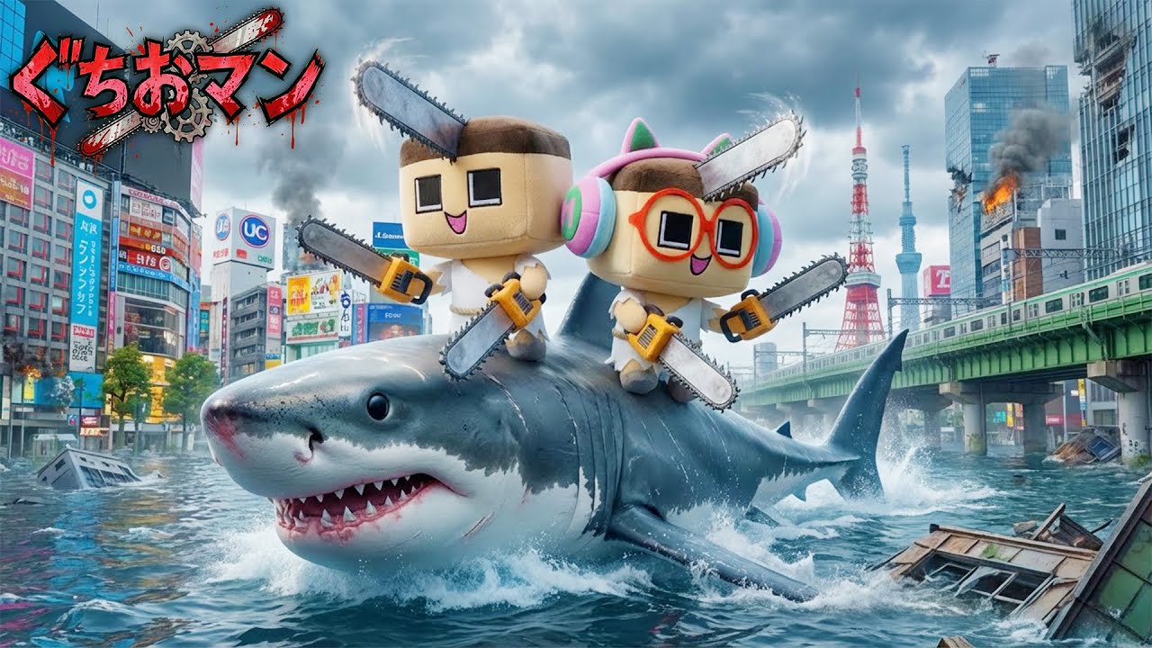 ぐちお、チェンソーマン劇場版でイカダサバイバル【AIアニメ】【3年G組ぐち男くん】