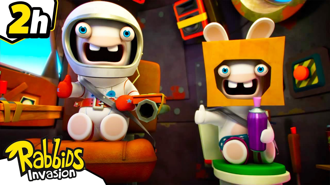 Two Astronauts to the Moon 🧑‍🚀🚀 | RABBIDS INVASION 🐰 | 2H Compilation | Cartoon for kids