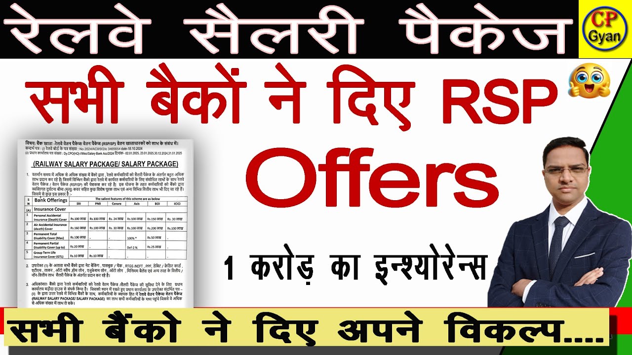 Railway salary package update | सभी बैंको ने दिए RSP के विकल्प | RSP salary account benefits