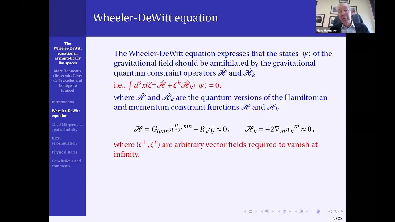 The Wheeler-DeWitt equation in asymptotically flat spaces by Marc Henneaux