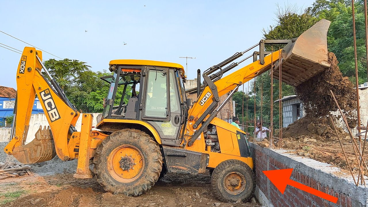 First Time JCB 3DX My Driving in Home Foundation Mud Filling | jcb video