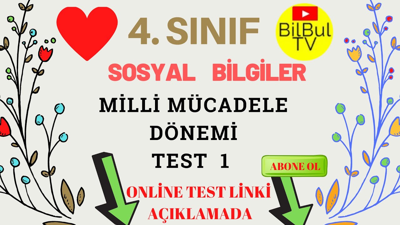 4 Sınıf Sosyal Bilgiler Milli Mücadele Dönemi Soruları Çöz Online Test e Katıl