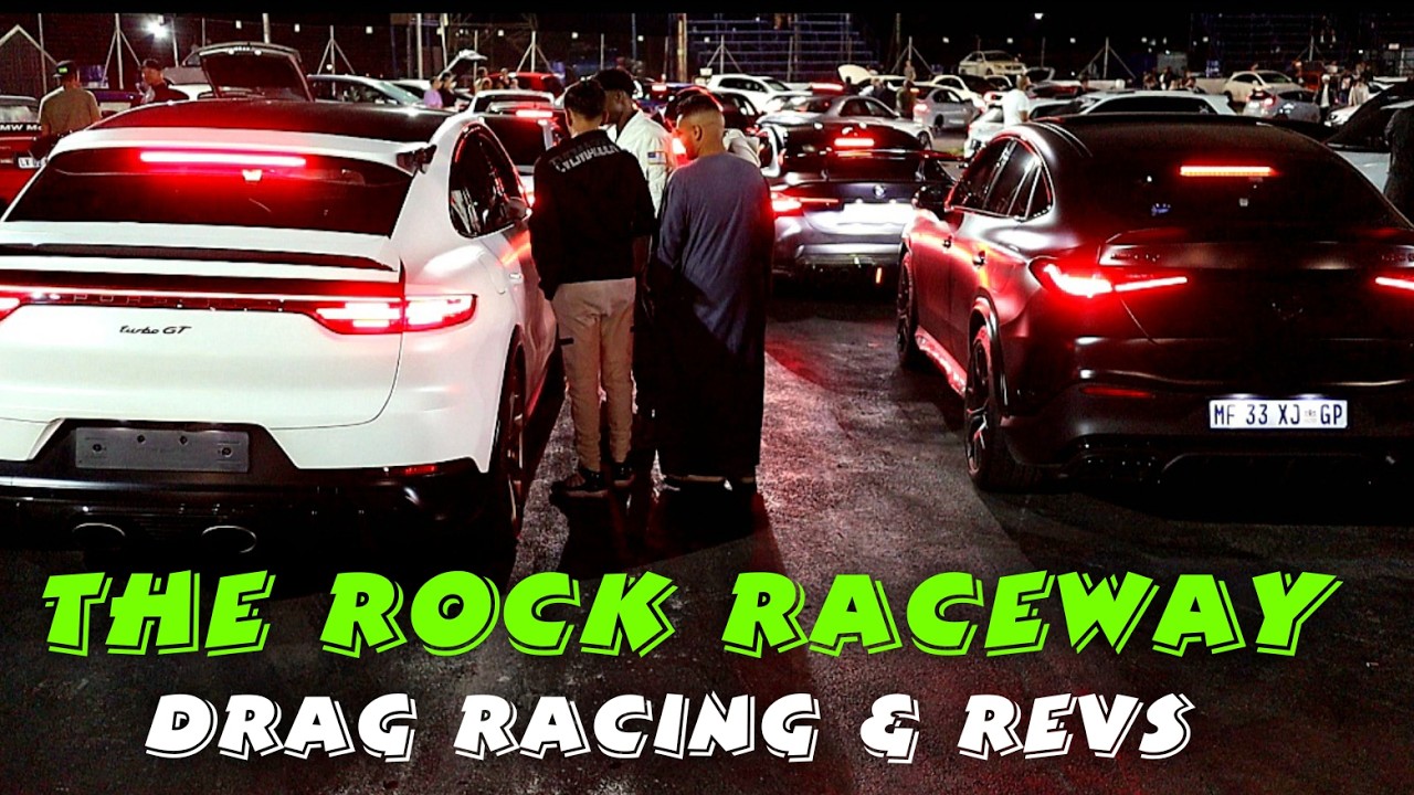DRAG RACING BATTLE AT THE ROCK RACEWAY | Porsches, Modified Cars, Revving, Line up & Crowd Reaction
