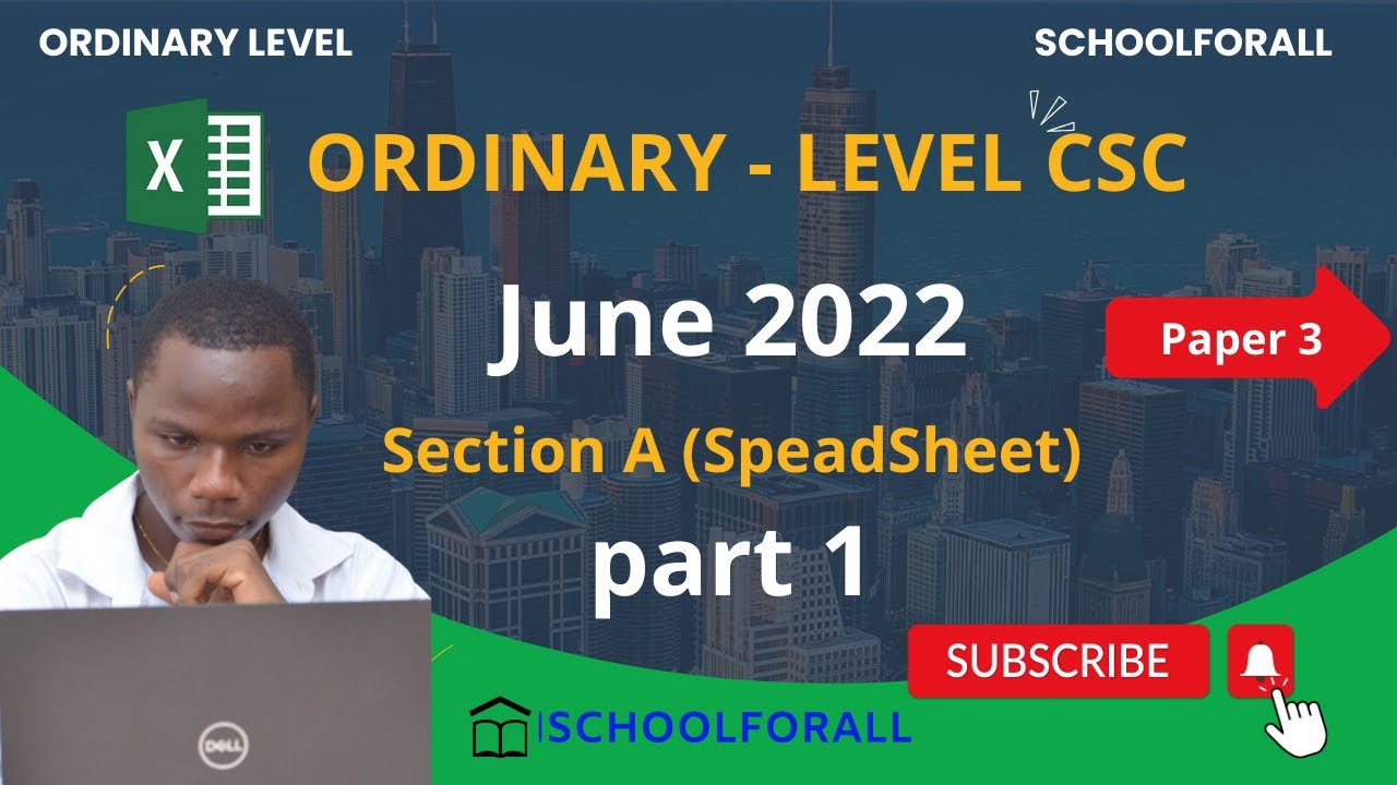 GCE O Level June 2022 Excel Spreadsheet Full Solution | part 1