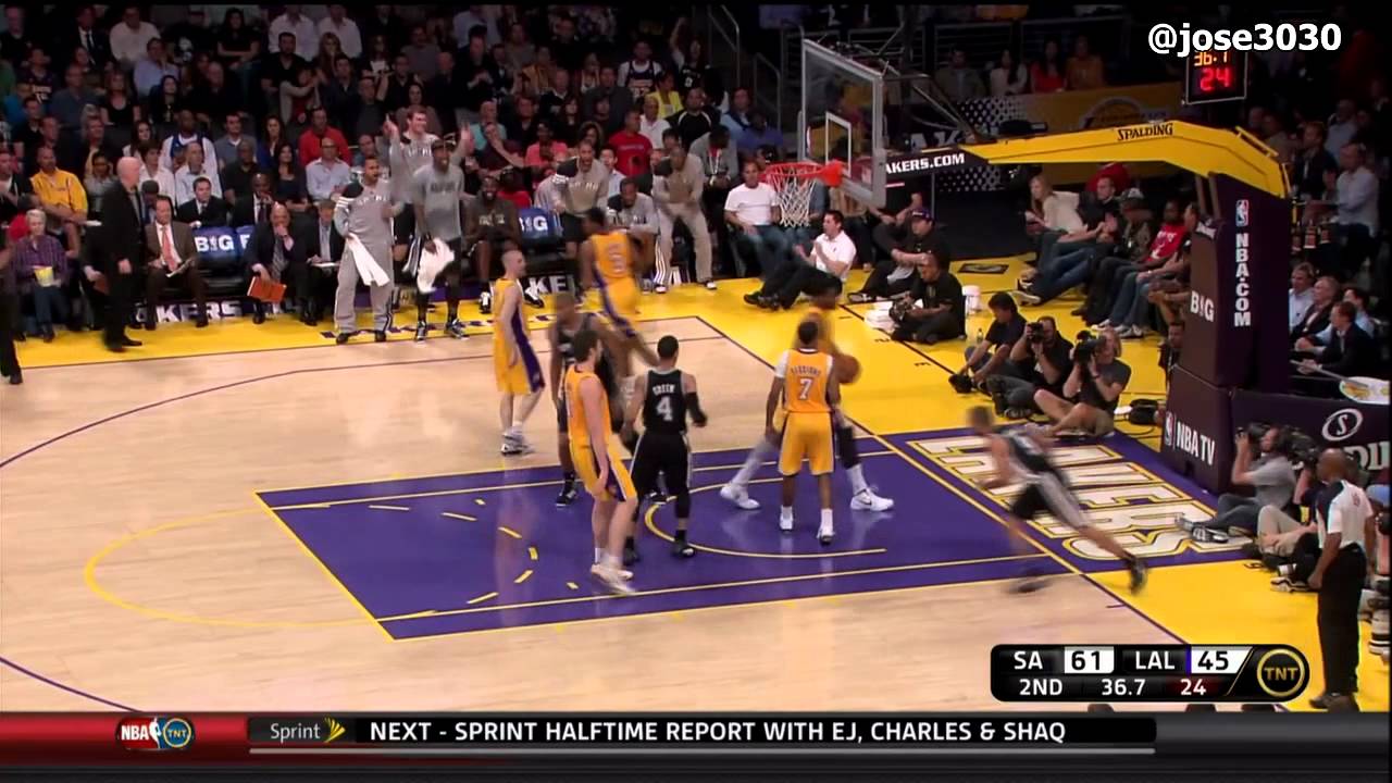 Tony Parker Goes Past Steve Blake - Spurs @ Lakers 4/17/2012