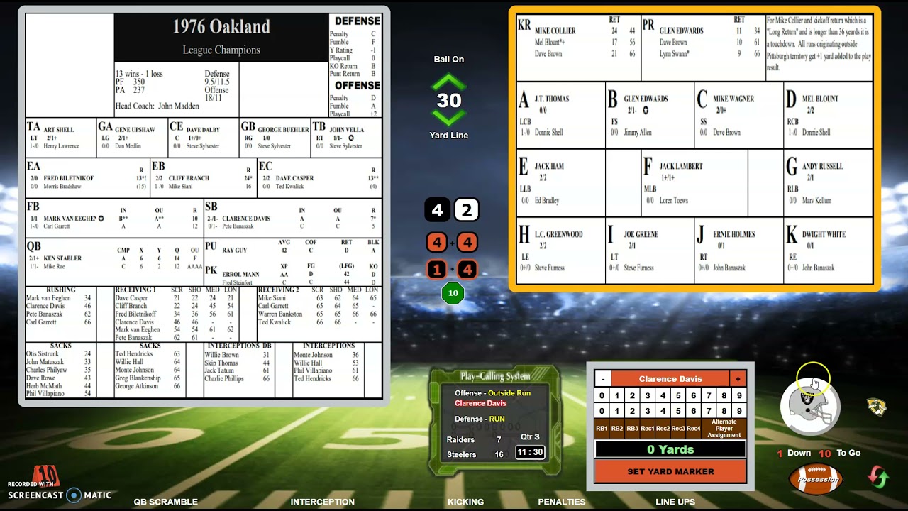 Partial game Second Season Football (76 Raiders vs. 75 Steelers)