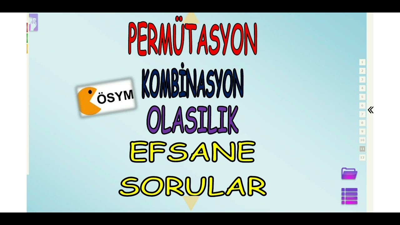 PERMÜTASYON-KOMBİNASYON-OLASILIK HARİKA SORULAR