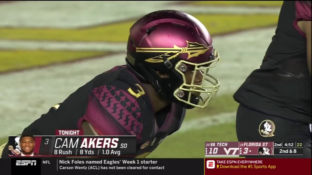 Cam Akers (FSU RB #3) vs Virginia Tech 2018