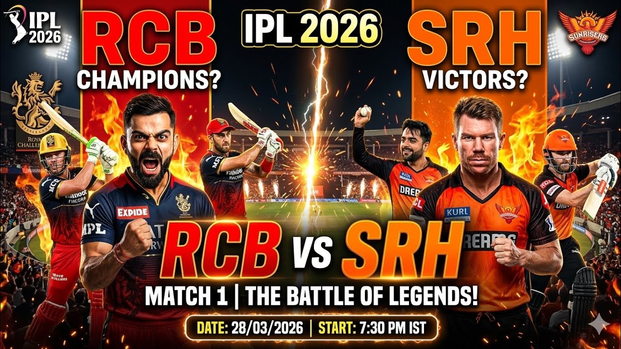 SRH VS RCB 1ST MATCH IN IPL 2026 START AT 7 : 30 PM