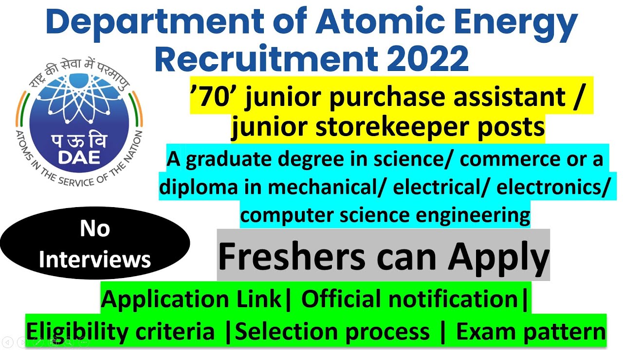 Department of Atomic Energy Recruitment 2022 | DAE Recruitment 2022 | dae recruitment 2022 | jobs