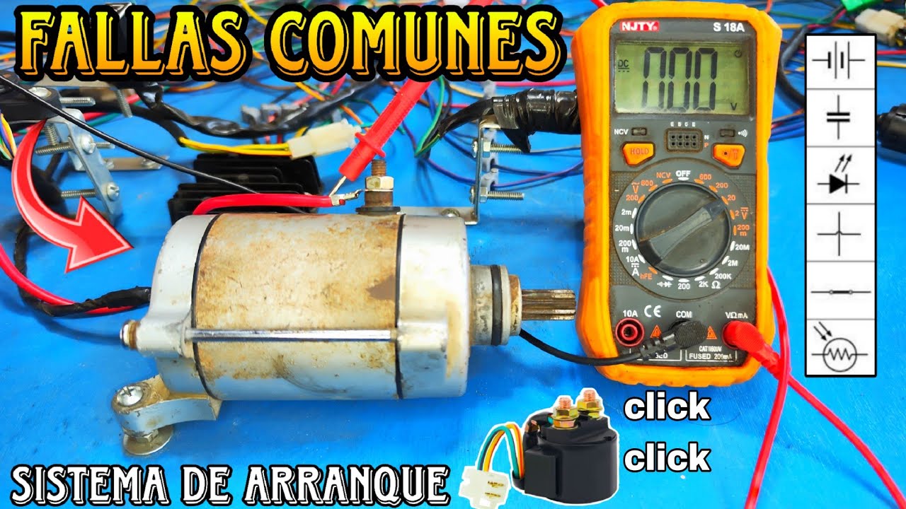 3 FALLAS MAS COMUNES DEL ARRANQUE ELECTRICO DE UNA MOTO ✅ SUENA CLICK CLICK (SOLUCIÓN) 🧑‍🔧