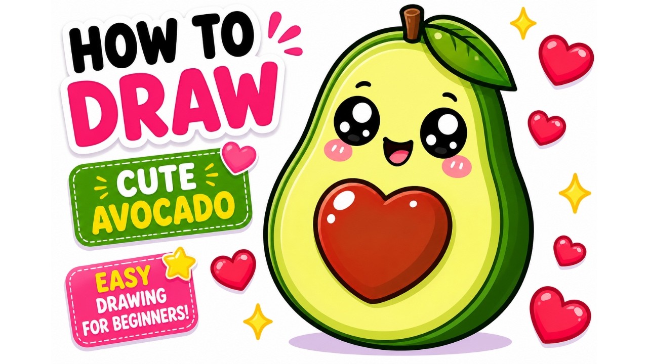 How to Draw a Cute Kawaii Avocado 🥑✨ Easy Drawing for Beginners