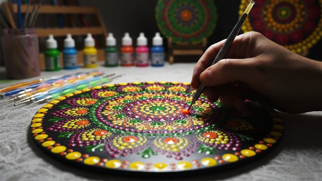 Dot Mandala Art 🎨|| How to draw Dot Mandala Art || ASMR drawing ✏️ 