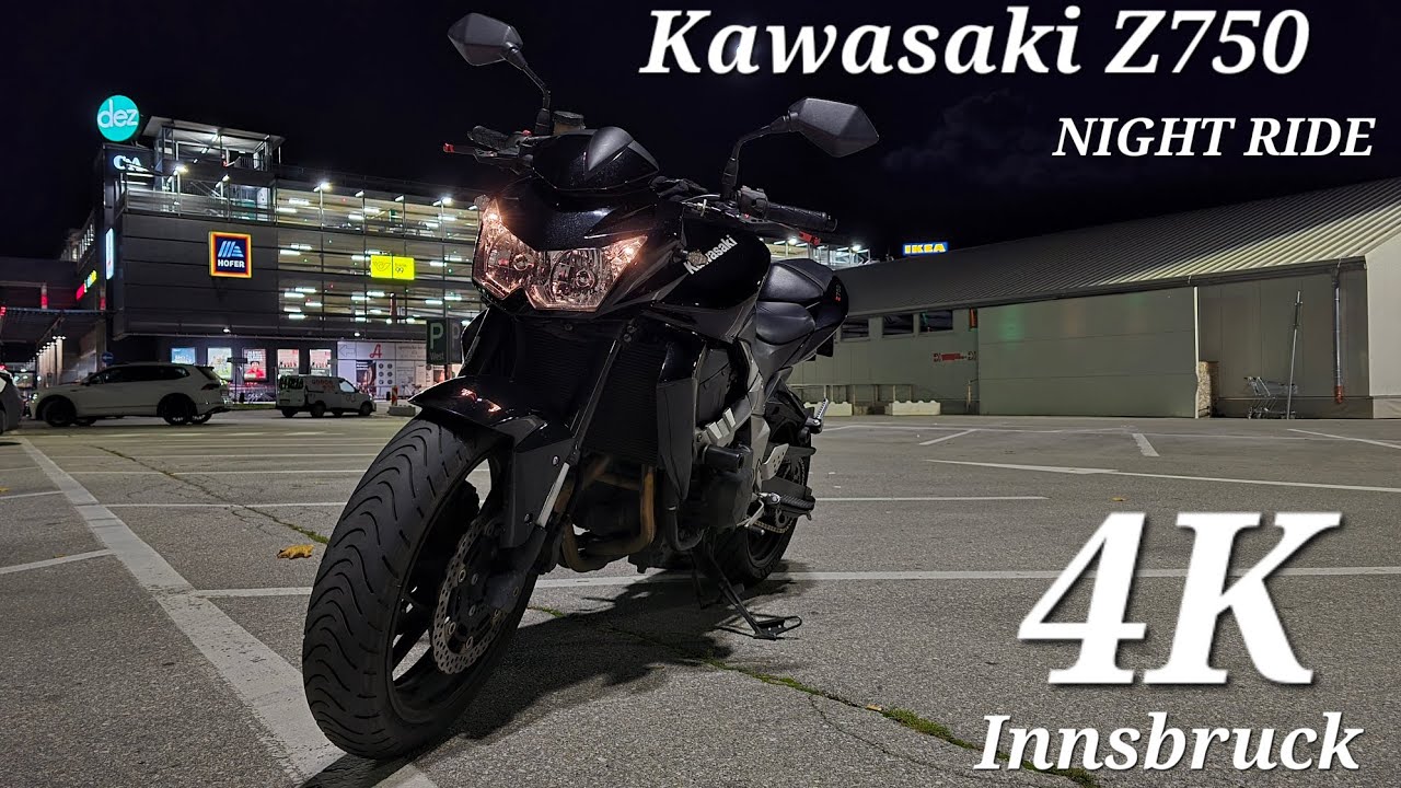 Kawasaki Z750 Night Ride | Pure EngineSound Only | Innsbruck by night