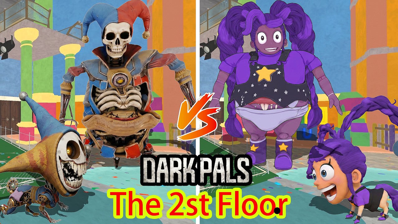 Dark Pals 2: The 2nd Floor - Binky Drinky vs Chompy Dog All Skins Poppy 5 | Bright Mode & Health Bar