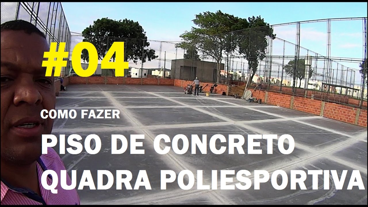 Piso de concreto usinado polido - Quadra poliesportiva (concretagem, polimento, dilatação)