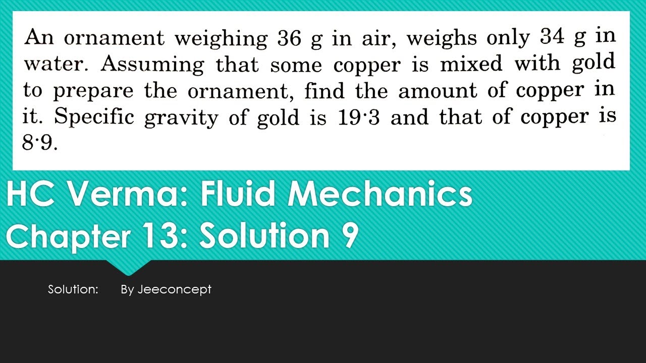 HC Verma | Fluid Mechanics | Solution 9 Chapter 13 | JeeConcept