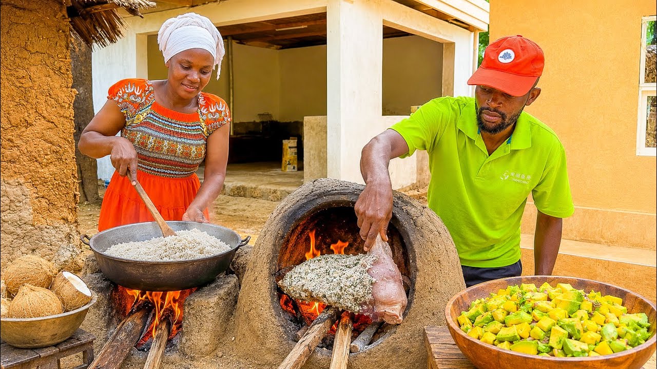 The New Look of Our Outdoor Kitchen 😍🔥 Coconut Marinated Goat Leg in a Traditional Mud Oven 🏡❤️