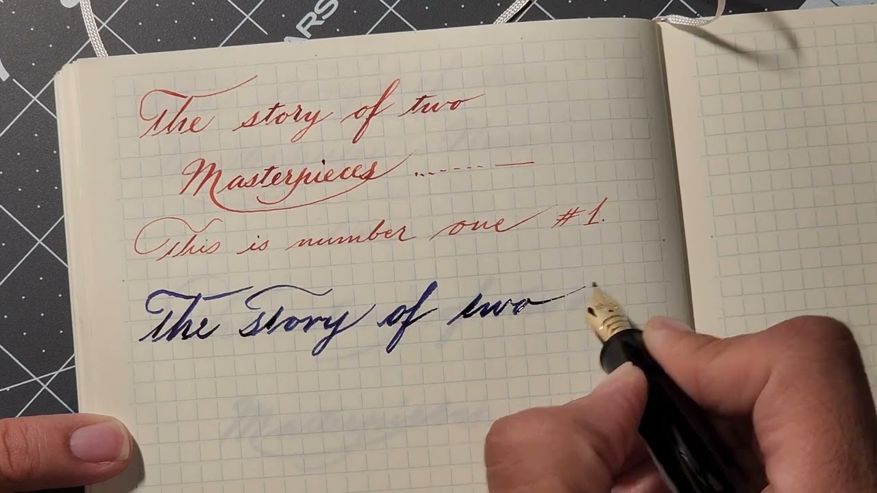 Montblanc 149; The two Calligraphy nibs writing sample comparison