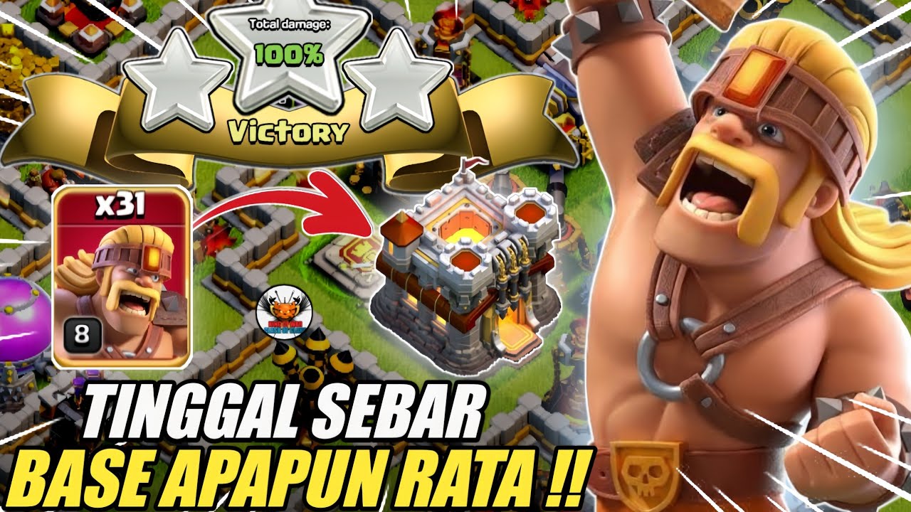 COMBO SIMPEL!! CUMA TINGGAL SEBAR RATA!!TH 11 BLIMP SUPER ARCHER+SUPER BARBARIAN||Clash Of Clans