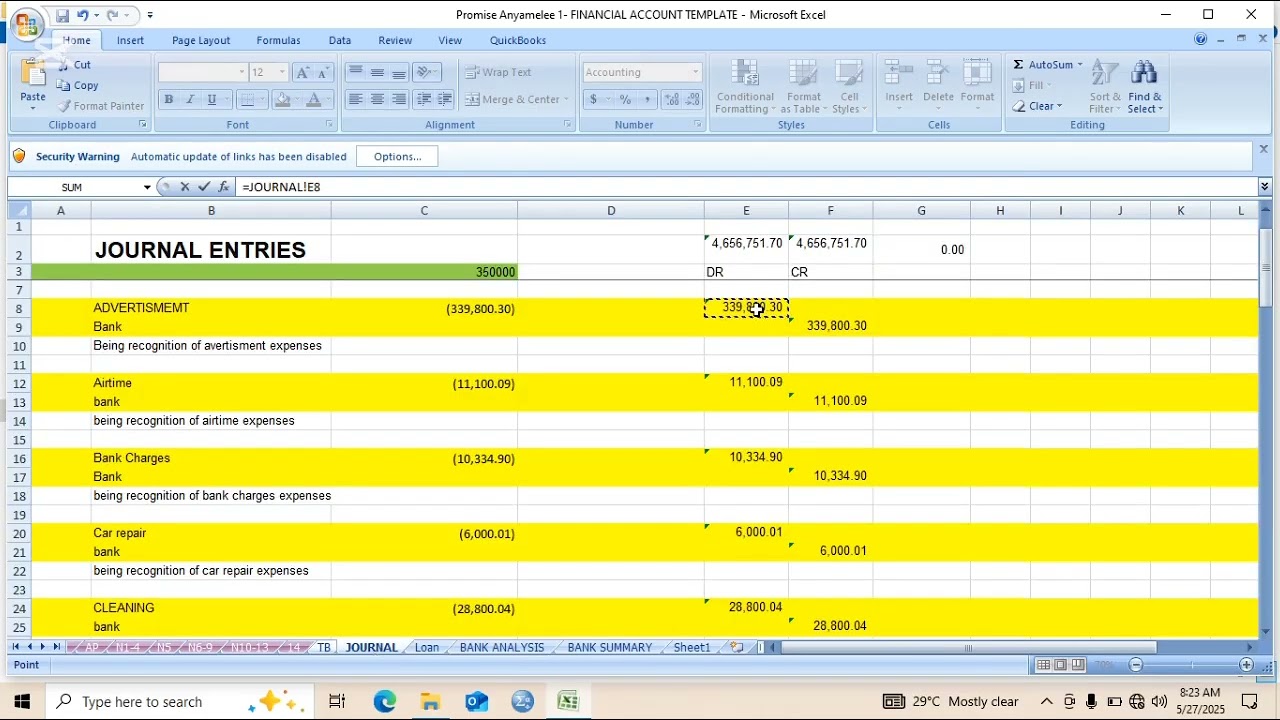 How to use the Excel Template to prepare Financial Statement, Ledger , and Trial Balance