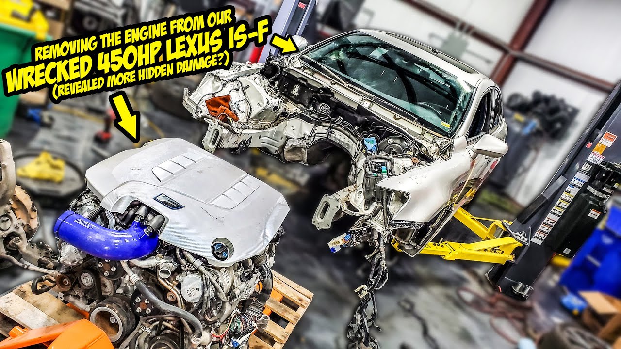 Removing The Engine From Our Wrecked Lexus IS-F (Revealed MORE HIDDEN DAMAGE)
