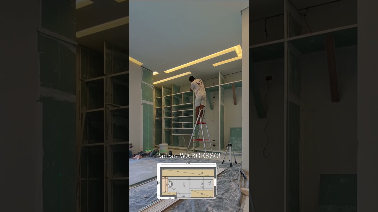 Closet com placas RU #gesso #design #drywallsp #obra #drywall #ideas #casa #planejado