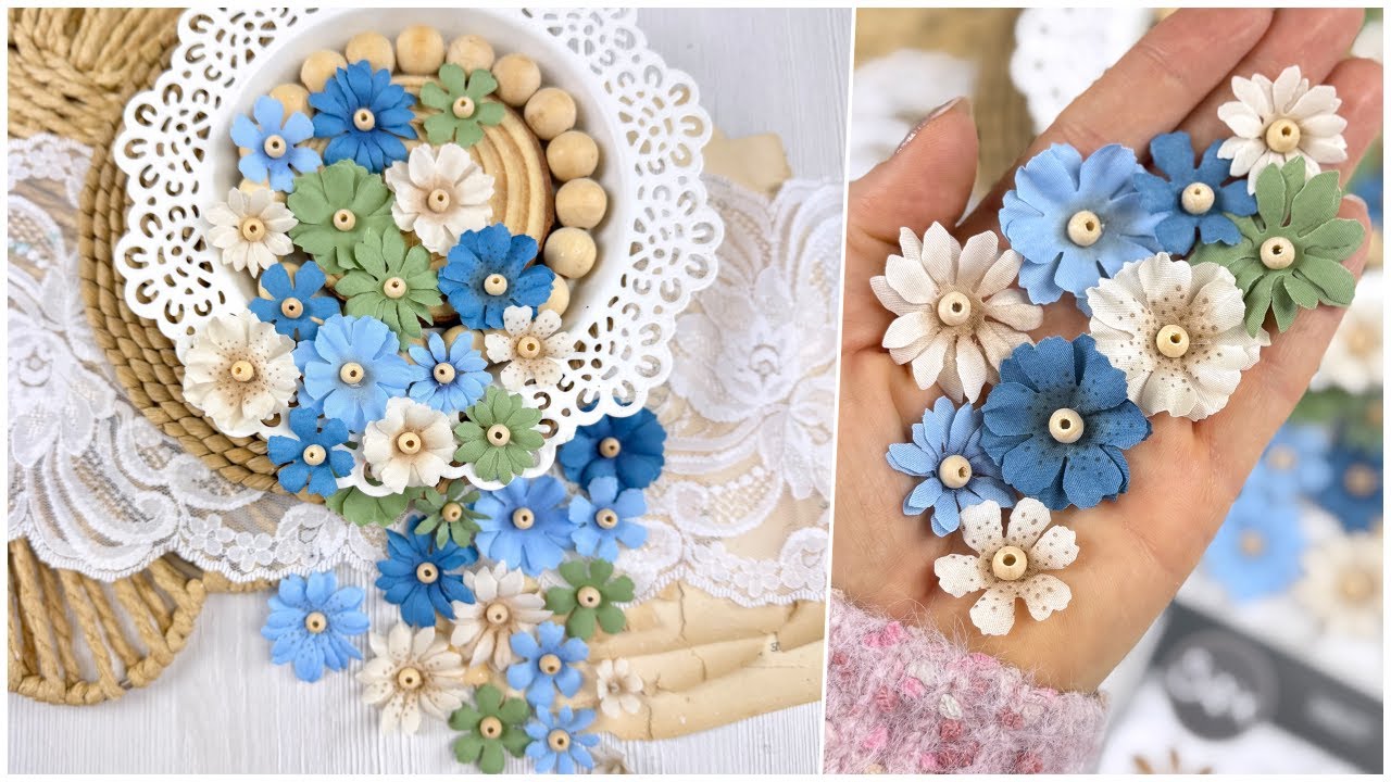 Цветы из ткани ручной работы, изготовленные с помощью трафаретов Sizzix.