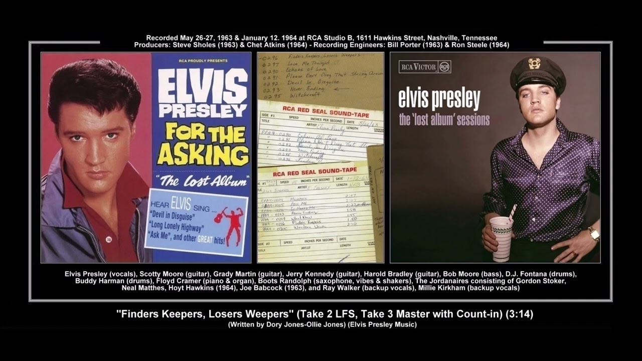 *(1963) RCA ''Finders Keepers, Losers Weepers'' (Take 2, Take 3 Master with Count-in) Elvis Presley