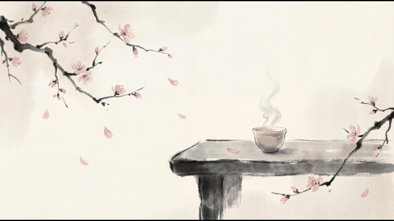 傳統中國水墨畫 / 落花煮茶 (Brewing Tea Among Falling Blossoms) / 1 Hour