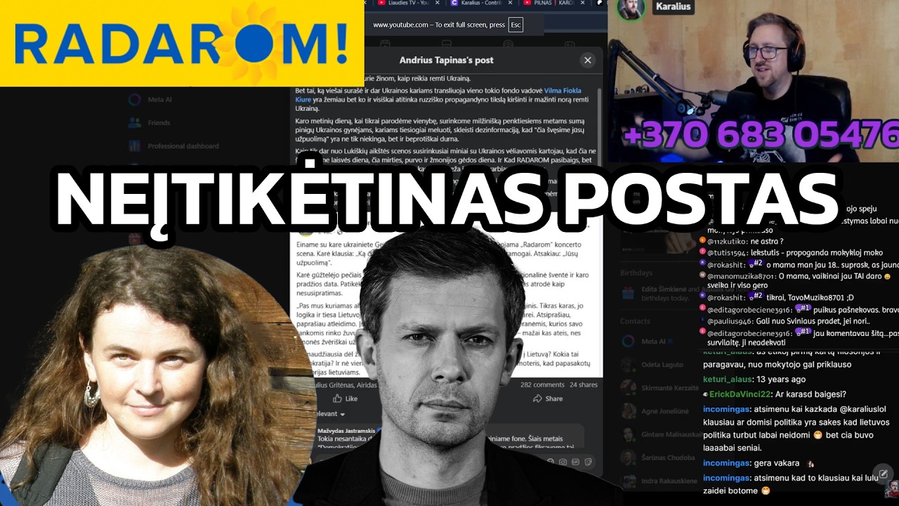 Vilma Fiokla Kiure parašo absurdišką postą apie RADAROM.. Tapinas atsako.