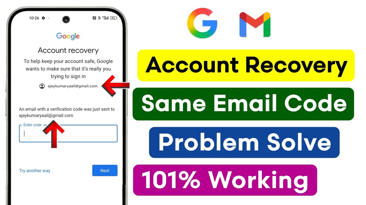 Same Email OTP Problem Gmail Account Recovery 2 Step Verification 2026 | Same Gmail Code Problem Fix