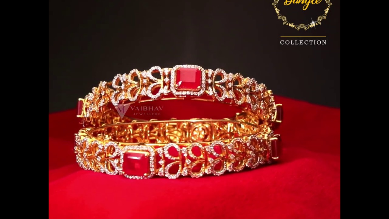 Latest Diamond bangles designs for Women || Traditional Ruby Diamond Bangles || Vaibhav Jewellers