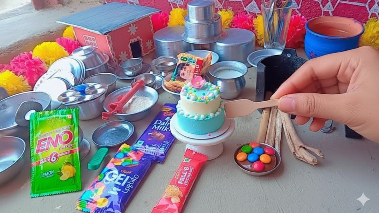Miniature Parle G Biscuit Cake Recipe | Mini Cooking | Mini  Biscuit Chocolate Cake  
