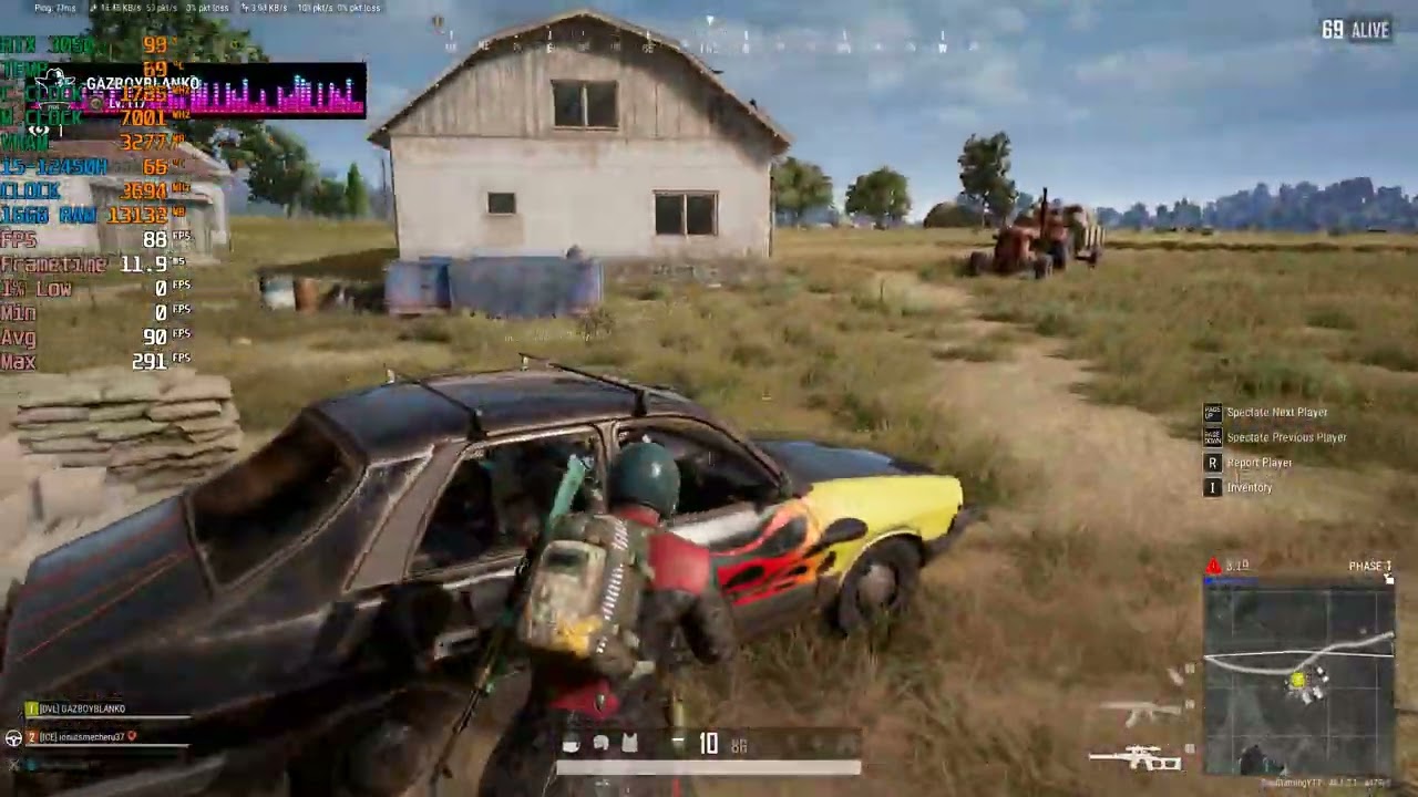 Lenovo LOQ : i5 12th Gen 12450H RTX 3050 6GB - Test in PUBG ( High Settings )