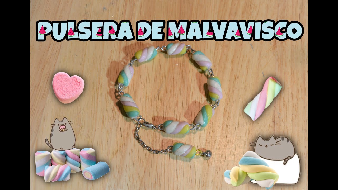 HERMOSA PULSERA DE MALVAVISCO DE PORCELANA FRIA.BEAUTIFUL COLD PORCELAIN MARSHMALLOW BRACELET.
